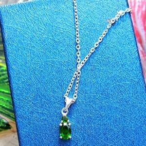 Chrome Diopside Platinum Over Sterling Silver Necklace